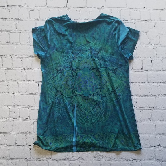 Unity World Wear Blue Silky Top Sz Medium - Picture 2 of 8